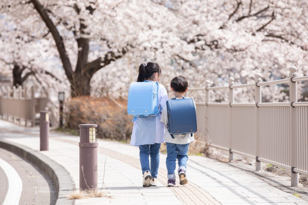 ランドセルと桜のイメージ